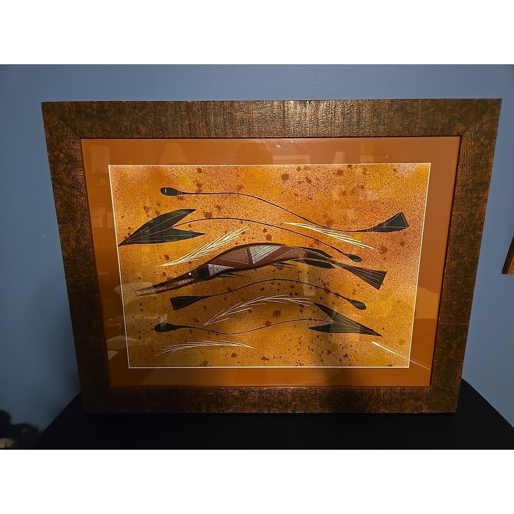 IKARRA Reggie Original Aboriginal Art "Karlerreh" Long-Tom Fish Acrylic‎ COA